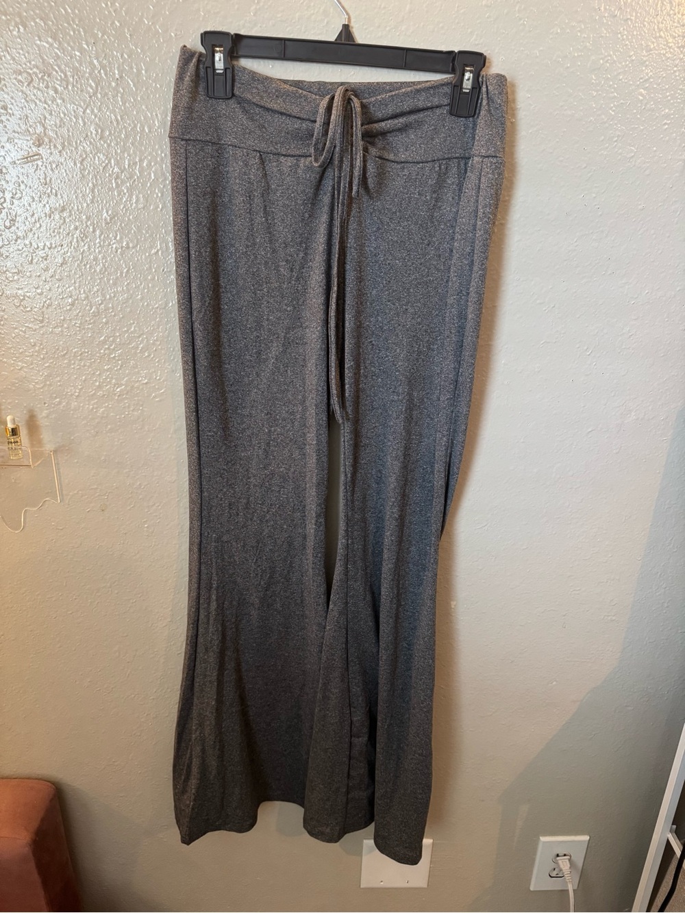 Heathered Gray Drawstring Wide-Leg Lounge Pants